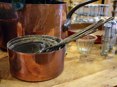 Fr Copper Saucier Pot w/Brass Hdl