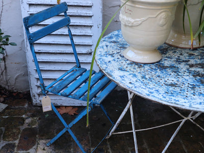 A pair of French Blue Bistro Chairs