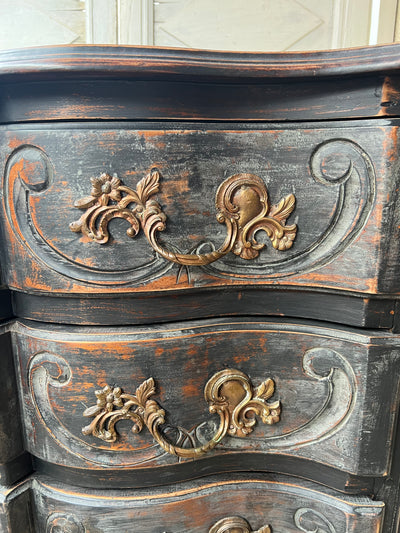 19th Century Washed Black Patina Commode SOLD