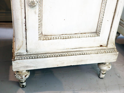 Distressed White Bedside Tables with Marble Inlay SOLD