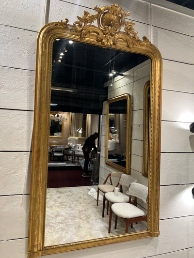 A 19th Century French Salon mirror with Pediment crown Lot 17 *SOLD*