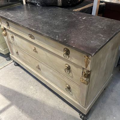 1910 Empire Commode with Brass Hardware and Bluestone top SOLD